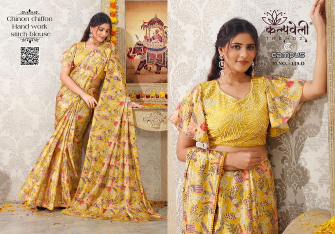 Campus 119 By Kalpatru Chinon Chiffon Printed Sarees Wholesale Price In Surat